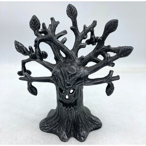 Halloween Haunted Tree Monster Cast Iron Metal Tea Light Candle Holder Vintage
